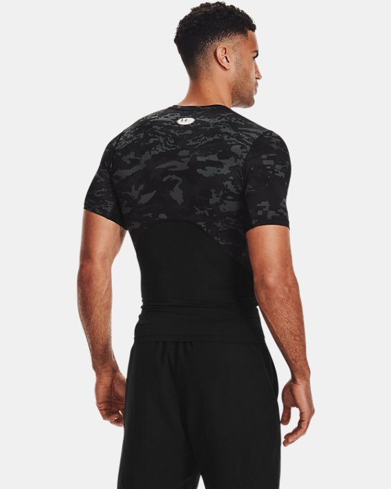 Men's HeatGear® Armour Camo Short Sleeve, Black, pdpMainDesktop image number 1
